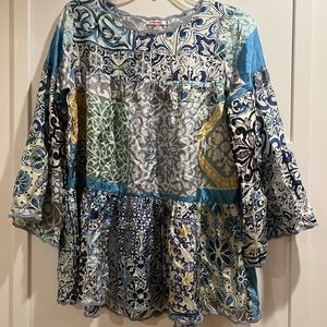 NWOT Johnny Was 100% silk top blouse XS